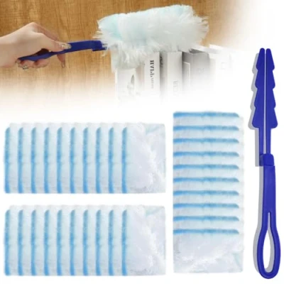 Image of Vicloon 20 Pcs Flash Duster Refills, Refill for Cleaning, Disposable Heads, Strong Electrostatic Dust Removal Manual Pack, Cleaning Blinds Office Home Fans Dirt