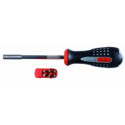 Image of Bahco 808050A Screwdriver and Bits, Silver/Black/Orange, 1/4 Inch, 230 mm