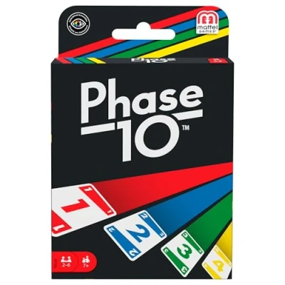 Image of Mattel Games Phase 10 card game, sequences rummy like includes 108 cards, FFY05