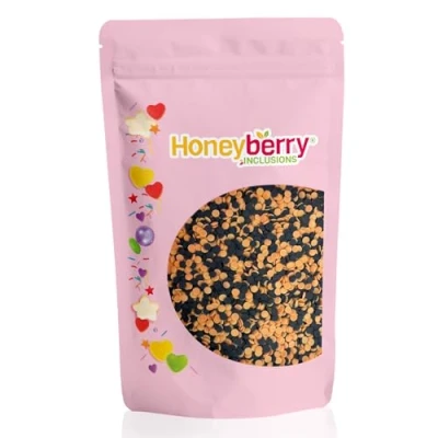 Image of HONEYBERRY INCLUSIONS Halloween Confetti Sprinkles 200g (Black and Orange) Premium Edible Decorating for Baking, Cupcake Cake Decorations, Ice Cream Dessert Toppers