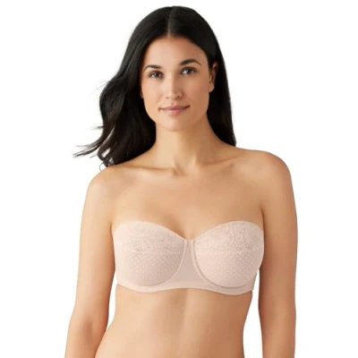 Image of Wacoal Women&#039;s Visual Effects Strapless Minimizer Bra Molded, Opaque, Sand, 32F