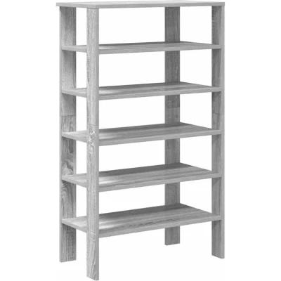 Image of vidaXL shoe rack grey sonoma engineered wood 61x32x105 cm for entryway/hallway/mudroom stable &amp; space saving design