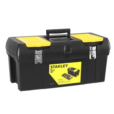Image of STANLEY Toolbox with Metal Latch, 2 Lid Organisers Portable Tote Tray for Tools and Small Parts, 24 Inch, 1 92 067