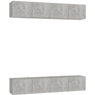 Image of vidaXL TV Cabinets 4 pcs Concrete Grey 80x30x30 cm Engineered Wood