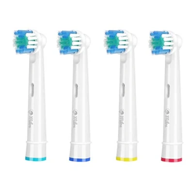 Image of Milos Replacement Electric Toothbrush Head Set 4 Pack of Heads Compatible w/Oral B and Braun Teeth Cleaning Accessories
