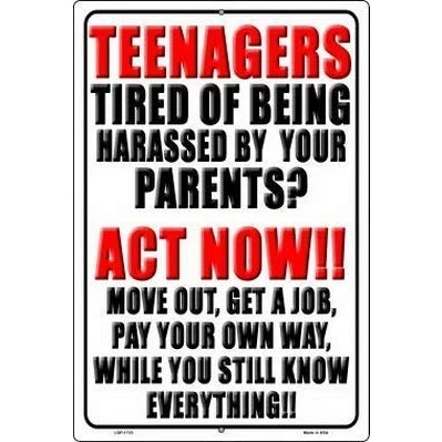 Image of Inga Teenagers Tired Of Being Harassed Metal Retro Vintage Tin Sign Bar Wall Decor Poster 8x12 inches