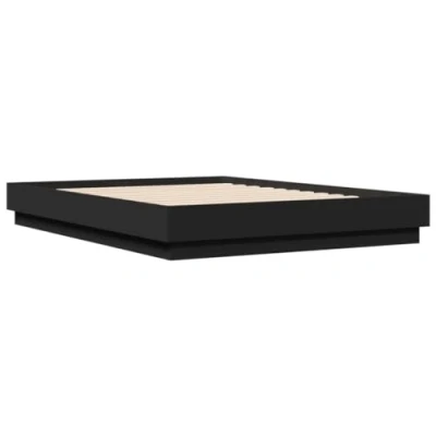 Image of vidaXL Bed Frame Home Base Small Double 120x190 cm Engineered Wood with Sturdy Plywood Slats Black, Modern Bedroom Furniture
