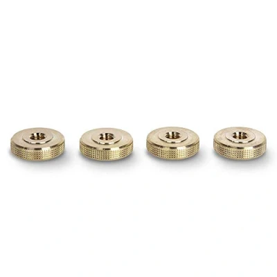Image of PrecisionGeek Knurled Thumb Nuts/Female Wheel Lock Nut Adapter Brass M6 x 5mm (20mm diameter) (Set of 4)