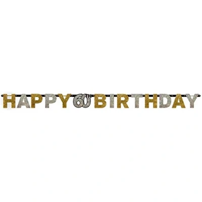Image of (PKT) Adult Gold Celebration 60th Letter Banner