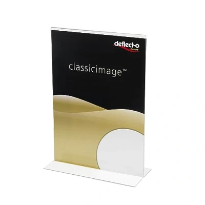 Image of Deflecto A6 Portrait Stand Up Sign Holder Stall Display Stands Signs Board Menu Leaflet Document Holders For Tables