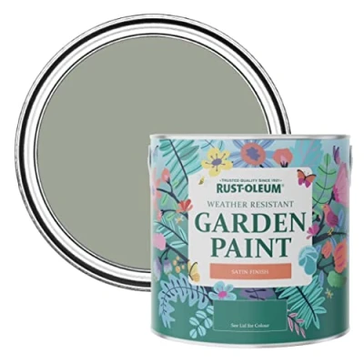 Image of Rust Oleum Green Mould Resistant Garden Paint In Satin Finish Tea Leaf 2.5L