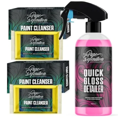 Image of Pure Definition Car Clay Bar Detailing Kit, 100g Medium Grade Block and Detail Lube Spray Amazing Paintwork Finish Cleaning (500ml + 200g Clay)