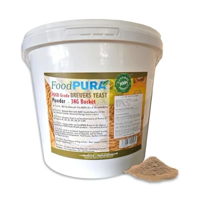 Image of FOOD PURA Brewers Yeast Powder 3KG Bucket use with Horses, Ponies Vitamin B, E &amp; H For Pets and Animals Healthy Skin Coats also Human Grade!