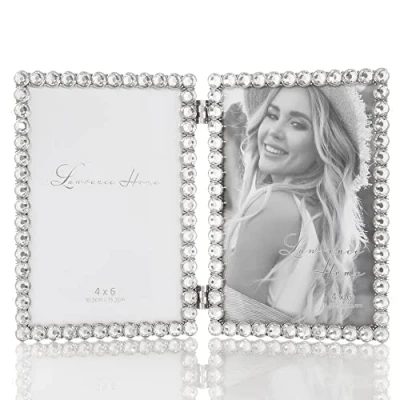 Image of 4x6 Silver Metal Sparkle Double Frame Clear Brilliance