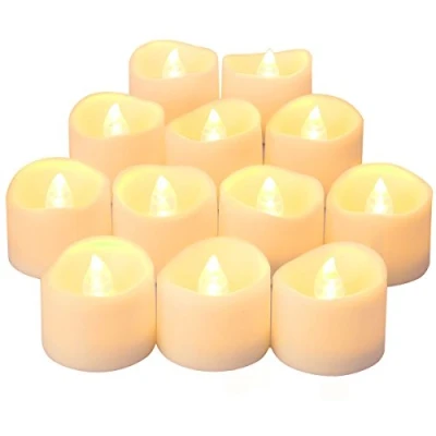 Image of ORIA LED Candles Tea Lights, Flickering Flameless Candles, Realistic Battery Operated Fake Candle with Warm White Bulb Light for Christmas Decoration, Festivals, Weddings Propose etc. (Pack of 12)