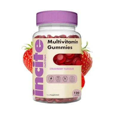 Image of Multivitamin Gummies 120 Strawberry Flavour Chewable Contain Vitamins A, B6, B12, C, D3, E, Folic Acid and Zinc. 2 Month Supply of Multivitamins for Adults