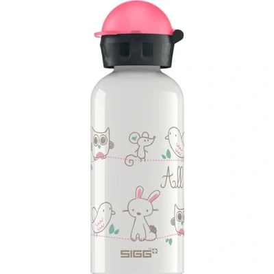Image of SIGG Aluminium Kids Water Bottle KBT All My Friends Leakproof Lightweight BPA Free Climate Neutral Certified Light Green 0.4L