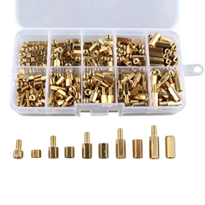 Image of HALJIA 300Pcs M3 4 12mm Copper Brass Hex Column Pillars Standoff Circuit Spacer PCB Board Nut Screws Round Single Cylinder Head