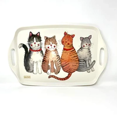 Image of ALEX CLARK Large Melamine Cat tray perfect for snacks and tea/use indoor garden/animal lovers/gift/tea drinkers/serving food