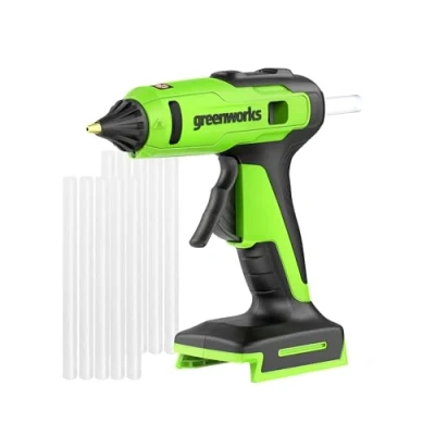 Image of Greenworks 24V Glue Gun Cordless Tool Only, 90 Sec. Fast Heating,LED Light, Drip Free Nozzle, Auto Off for DIY, Arts, Crafts, Home Decoration
