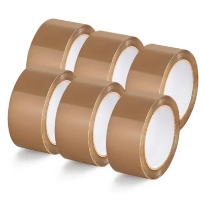 Image of ZOPPER Packaging Tape 6 x Brown Packing Parcel 66m 48mm 45 Micron Rolls solution for Moving House, securely sealing boxes, parcels, and other shipments
