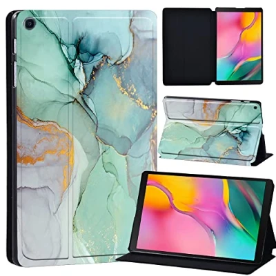 Image of Printed Leather slim lightweight Stand Cover Case for Samsung Galaxy Tab A 10.1 2019 (Model: SM T510 T515), with Function (Black) (light green)