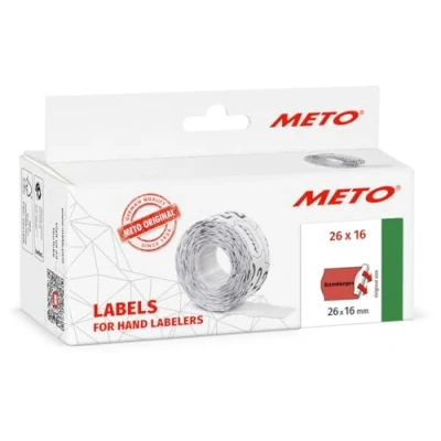 Image of Original Meto Price Gun Labels Form Special (26 x 16 mm, 1 line, 6,000 Pieces, Fluorescent red, Permanent Adhesive)