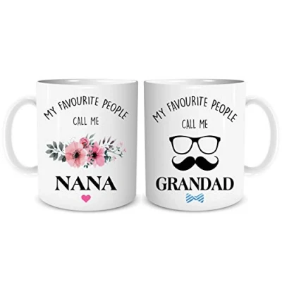 Image of Mug Set Nana and Grandad Gift Present Couples Coffee Mugs Grandparent Tea Cup Christmas WSDMUG2128, White