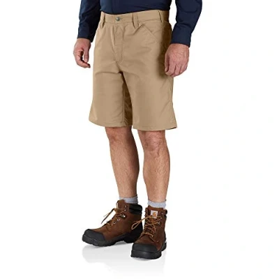 Image of Carhartt Men&#039;s Rugged Professional Series Flex Relaxed Fit Canvas Work Short, Dark Khaki, 32W