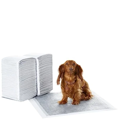 Image of Amazon Basics Carbon Odour Control Dog and Puppy Training Pads, Leakproof with Quick Dry Surface, Regular, Pack of 120, Grey