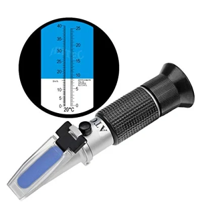 Image of HHTEC winemaker Refractometer Alcohol: 0 25% Brix: 40% with ATC for winegrower to measure the sugar content in original grape juice, then alcohol of wine can be determined