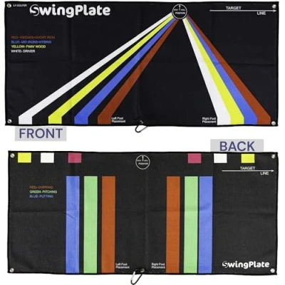 Image of Swing Plate Unisex Left Hand Golf Towel, Black