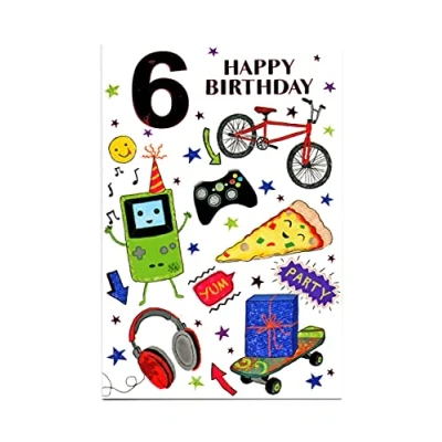 Image of Birthday Card for Six (6) 6th Year Old Boy Free Post (UK)