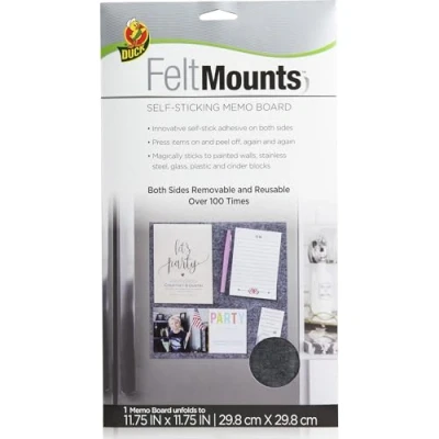 Image of Duck Felt Mount Sticky Memo Board, Reusable, Charcoal Grey, 29.8cm x