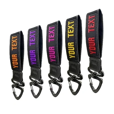 Image of Brillian Personalized keyring, Custom embroidery name number tag , Keychain Accessories suitable for Men&#039;s gift Motorcycle Car Scooter Luggage Black, 6 x 1 inches