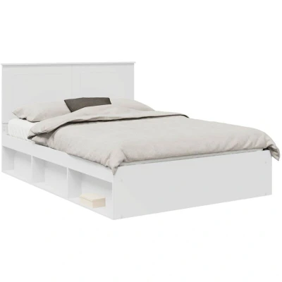 Image of vidaXL Bed Frame with Headboard White 150 x 200 cm Solid Pine Wood