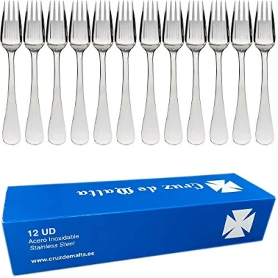 Image of Stainless Steel Rice Forks Cutlery Set Tableware for Paella Seafood Fish 20 cm (Pack of 12)