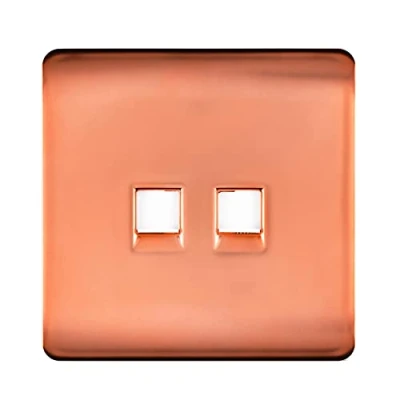 Image of Trendi Modern 2 Gang Telephone Socket in Copper