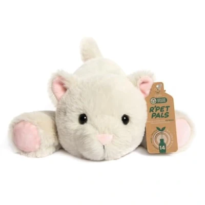 Image of Lesser &amp; Pavey Rpet Pals Kitty Laying Cat Teddy For Kids Made Up of Recycled Bottles Stuffed Animal Soft Toys Ideal Birthday or Baby Gift