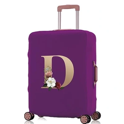 Image of Printed Design Travel Trolley Case Cover Protector Washable Suitcase Luggage Storage Covers for 18 28 inch (purple gold D, M (22 25 Luggage))