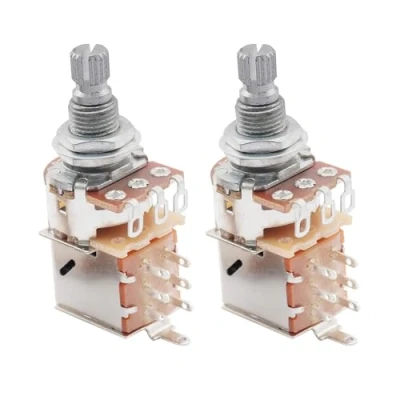 Image of Musiclily B250K Metric Coarse 18 Spline Split Shaft Pots Push/Pull Linear Taper Potentiometers for Electric Guitar Bass (Set of 2)