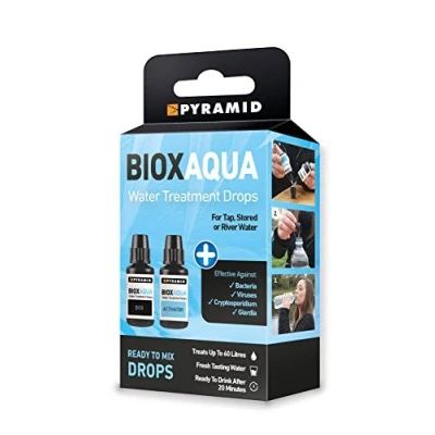Image of Pyramid Biox Aqua Chlorine Dioxide Water Treatment Drops for Travellers Camping Backpackers treats 60 litres