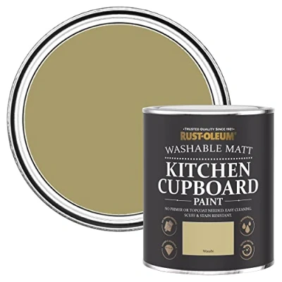 Image of Rust Oleum Green Kitchen Cupboard Paint in Matt Finish Wasabi 750ml