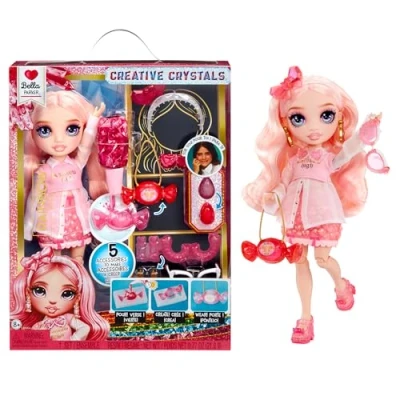 Image of Rainbow High Creative Crystals Bella Pink 28 cm Fashion Doll with Crystal Accessory Make It Kit, Ring for You, DIY, Crafts, Resin Play, Ideal Present Kids Age 8+, NOT EDIBLE