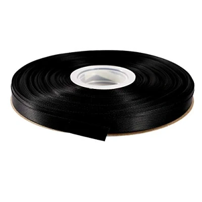 Image of ITIsparkle 9mm Width (3/8&quot;) Double Faced Satin Ribbon 45 Meters (Full Reel) Crafts Gift Wrap Floristry Black