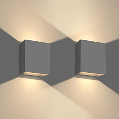 Image of Klighten 2 pcs LED Wall Lights Indoor Outdoor 7W Waterproof IP65 Up Down Aluminum Outside Lamps Modern Lighting for Living Room Bathroom Hallway Garden, Warm White 3000K, Anthracite
