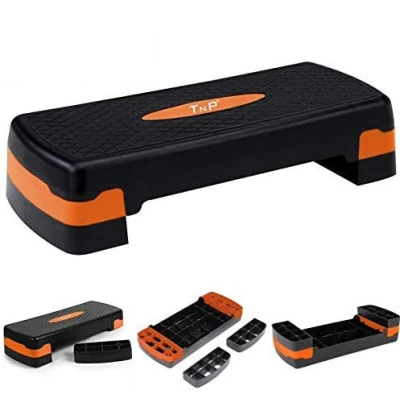 Image of TNP Accessories Adjustable Aerobic Step Exercise Stepper Cardio Yoga Workout Fitness Gym Machine Platform (Black + Orange)