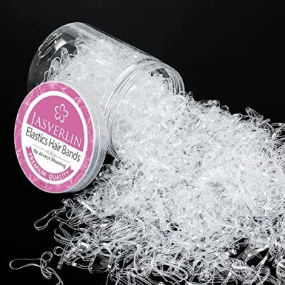 Image of JASVERLIN Clear Elastic Hair Bands, Small Ties Tiny Rubber Bands Baby Ponytail Holders for Toddler Girls 1000pcs