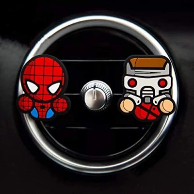 Image of 2 x Coolest Novelty Car Air Fresheners! Marvel Avengers, Star Lord, Spider Man, Deadpool, Game of Thrones... Transform Your Boring Car! (Guardians the Galaxy Lord &amp; Man)(Fresh Lemon)