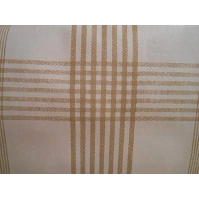 Image of LINEN702 Vinyl Pvc Tablecloth Light Brown Check on White 54 inch Round (137cm) 4 Seater Size Table, Wipe Clean, Textile Backed Plastic Circular Table Cloth (106)